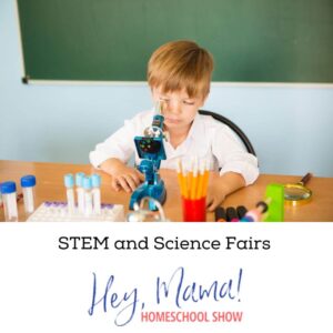 Hey, Mama! Homeschool Show STEM and Science Fairs photograph of boy with microscope
